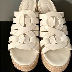 Marc Fisher White Wedge Sandals